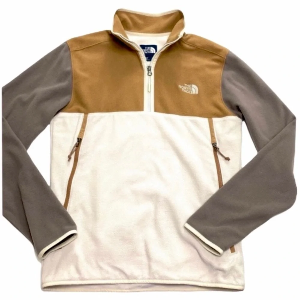 THE North Face Rare Retro Color Block Fleece Quarter Zip Pullover Brown / Cream